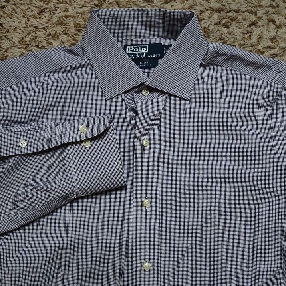 Polo Ralph Lauren Plaid Men Sz L 16 34-35 Long Sleeve Button Up‎ Shirt